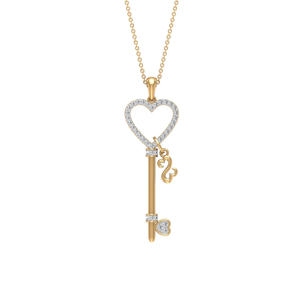 0.75 CT Zircon Heart Key Pendant