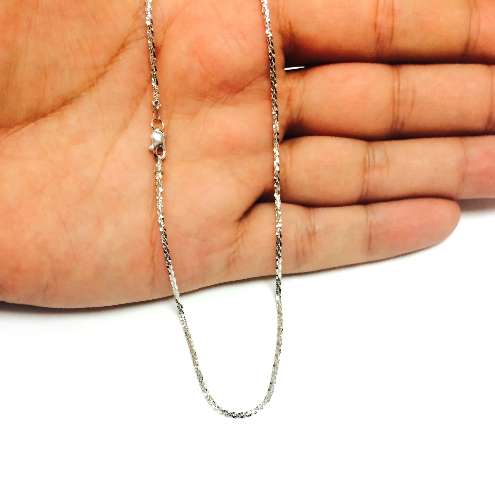 10k White Gold Sparkle Chain Bracelet, 1.5mm, 10"