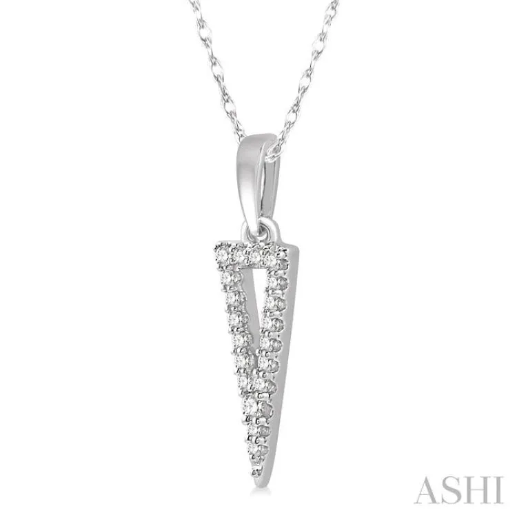 1/10 Ctw Hollow Center Inverted Triangle Round Cut Diamond Pendant in 10K White Gold