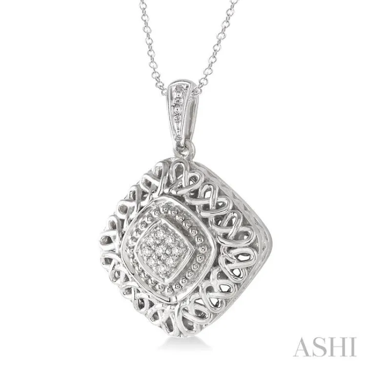 1/20 Ctw Cushion Shape Single Cut Diamond Pendant in Sterling Silver with Chain