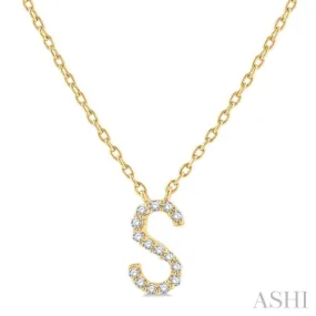 1/20 ctw Initial 'S' Round Cut Diamond Pendant With Chain in 14K Yellow Gold