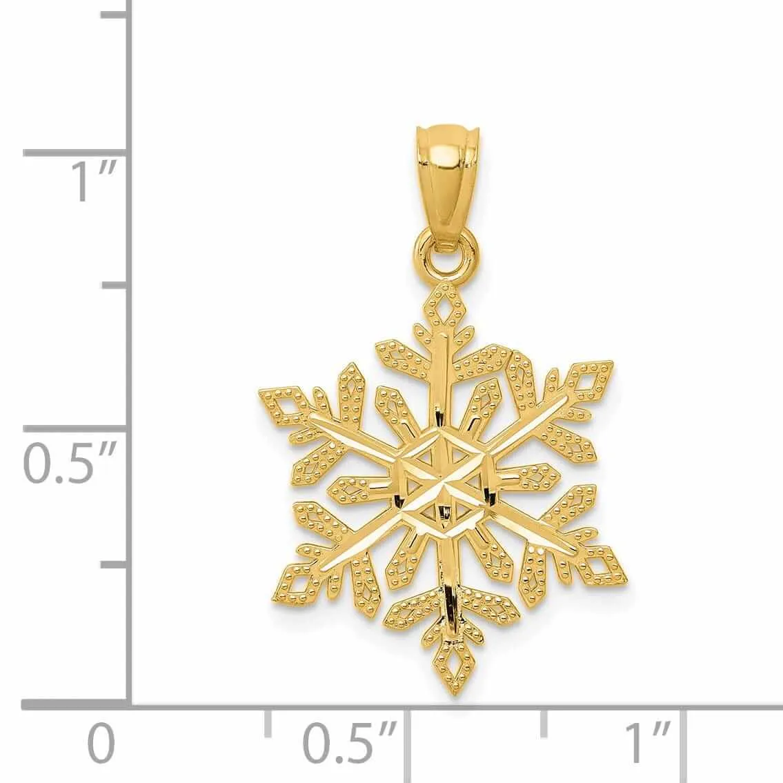 14 Yellow Gold Polished Snowflake Charm Pendant