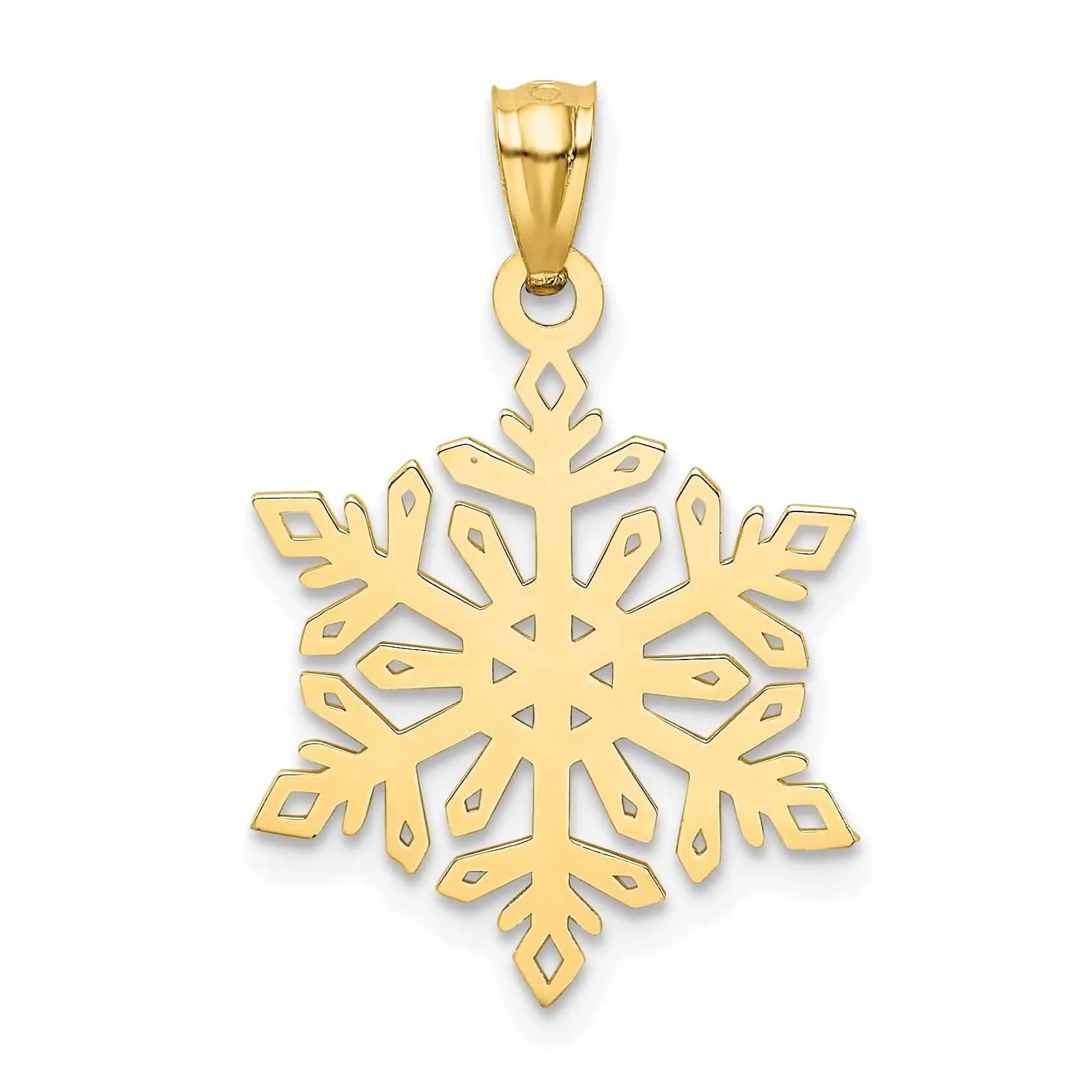 14 Yellow Gold Polished Snowflake Charm Pendant