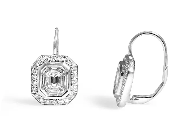 1.43CT T.W. Diamond Drop Invisible Set Octagon Earrings