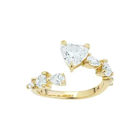 14K & 18K Heart and Pear Diamond Wrap Around Ring