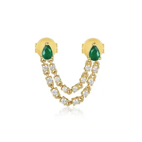 14K GOLD DIAMOND EMERALD ALIZA EARRING