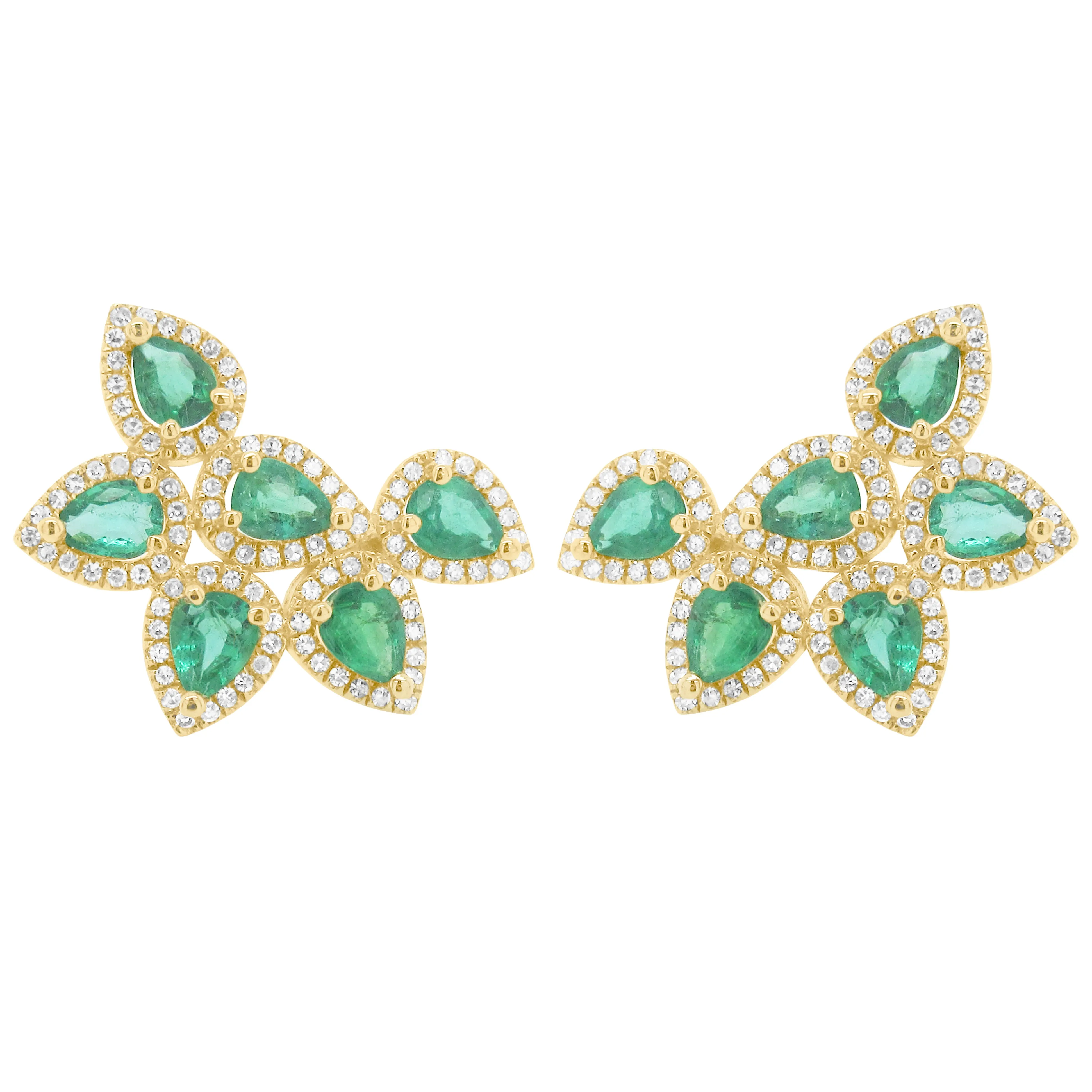 14K GOLD DIAMOND EMERALD ANITA EARRINGS