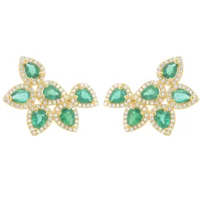 14K GOLD DIAMOND EMERALD ANITA EARRINGS