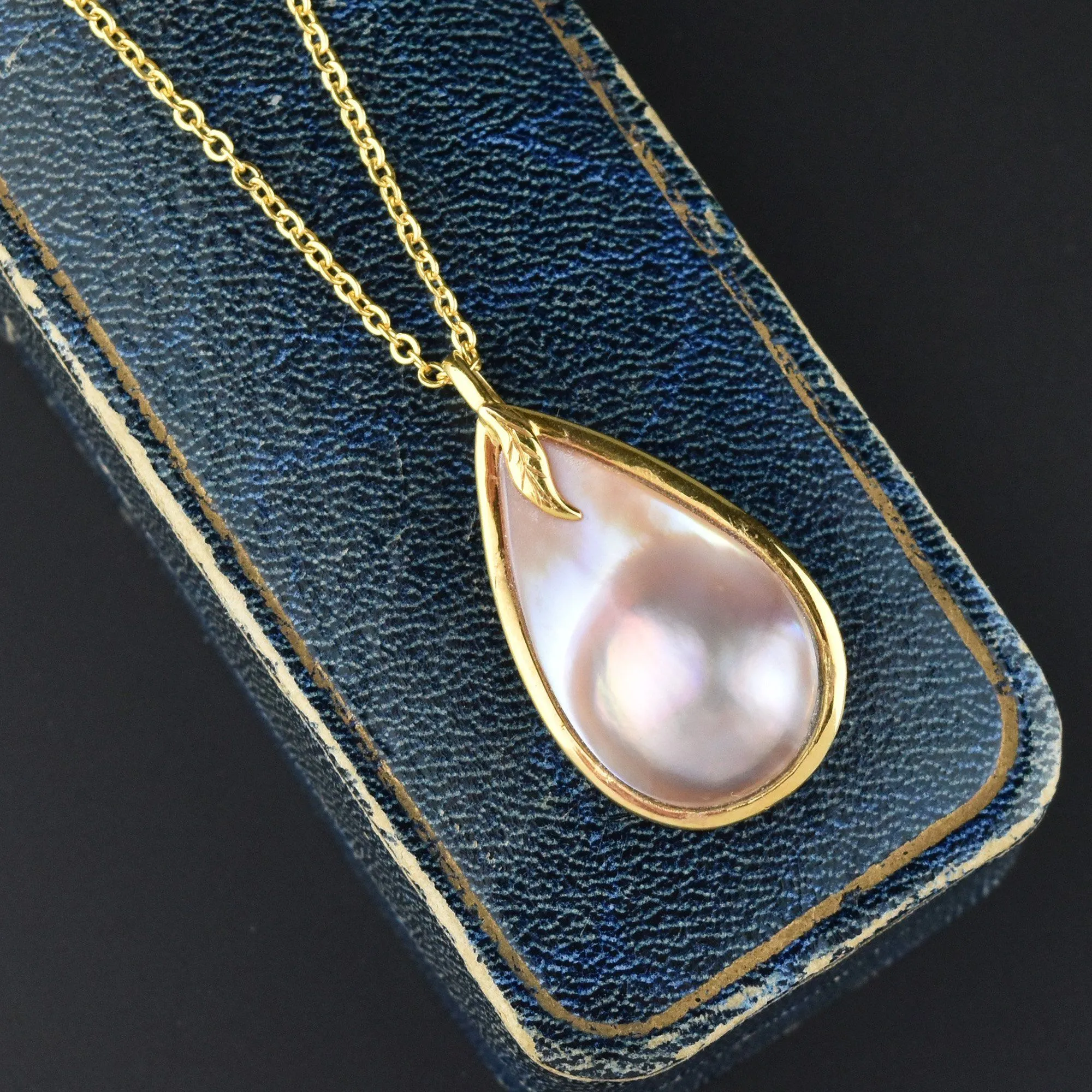 14K Gold Mabe Pearl Pendant Necklace ON HOLD