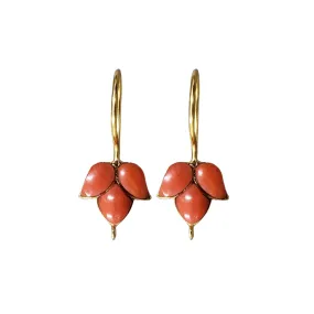 14k Gold Natural Italian Coral Earrings