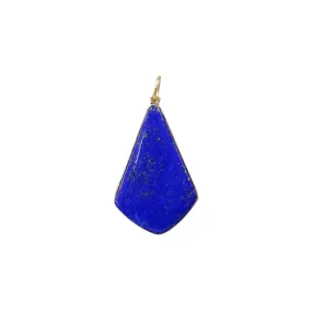 14k Gold Natural Lapis Lazuli Kite Shape Pendant