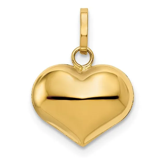 14K Polished 3-D Puffed Heart Charm