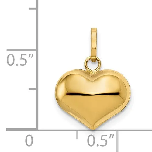 14K Polished 3-D Puffed Heart Charm