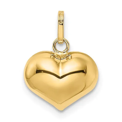 14K Polished 3-D Puffed Heart Charm