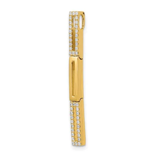 14k Rectangle Link Diamond Chain Slide Pendant