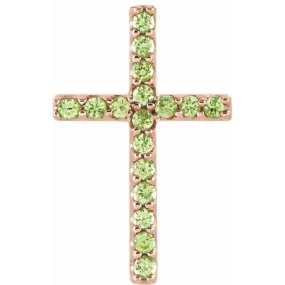 14K Rose Natural Peridot Petite Cross Pendant