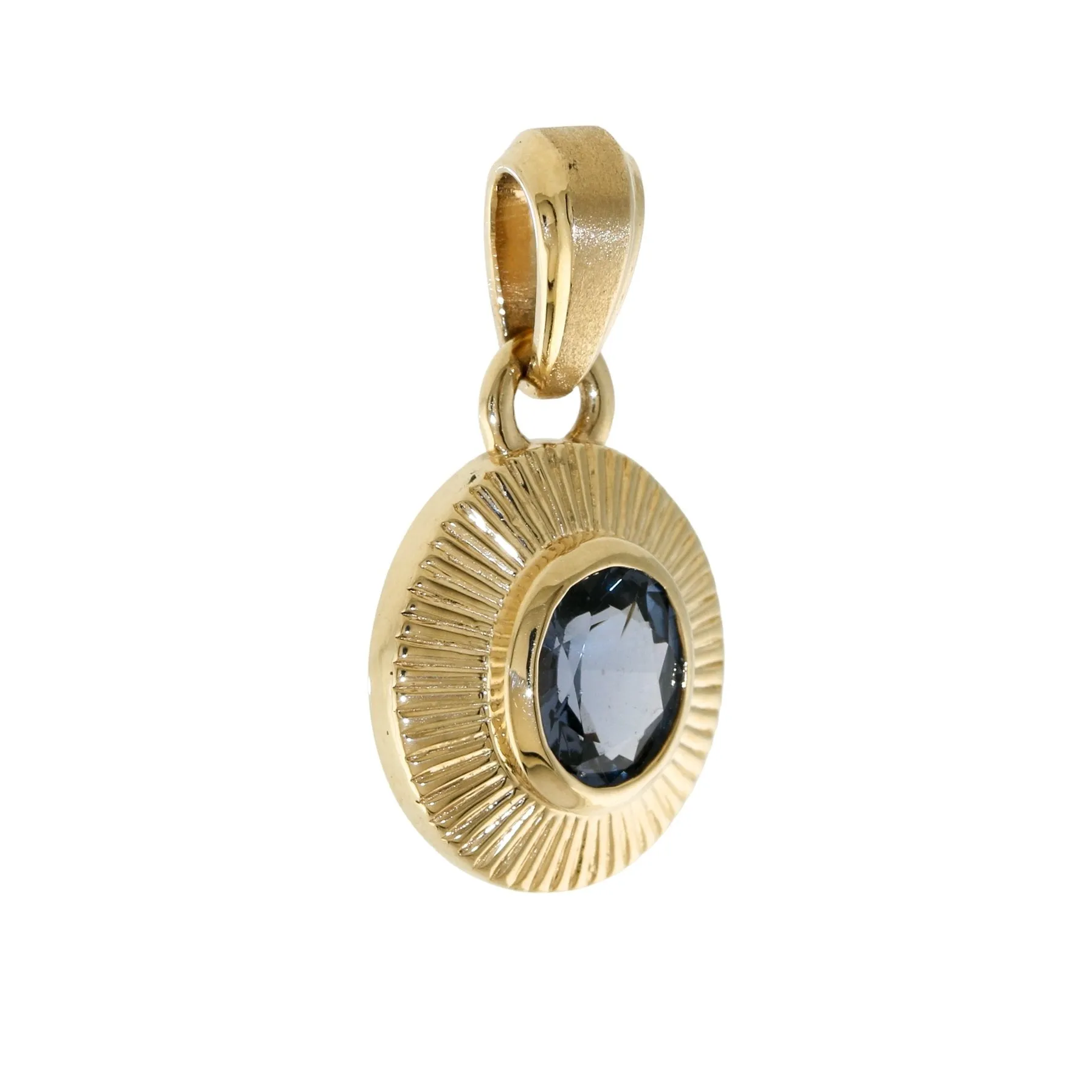 14k Round Gold Sunburst Pendant x Spinel