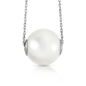 14K Solid White Gold Necklace w/ 16.0 mm White Shell Pearl