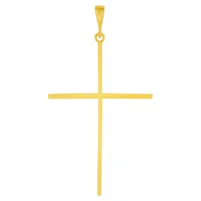 14k Solid Yellow Gold Large Slender Cross Pendant