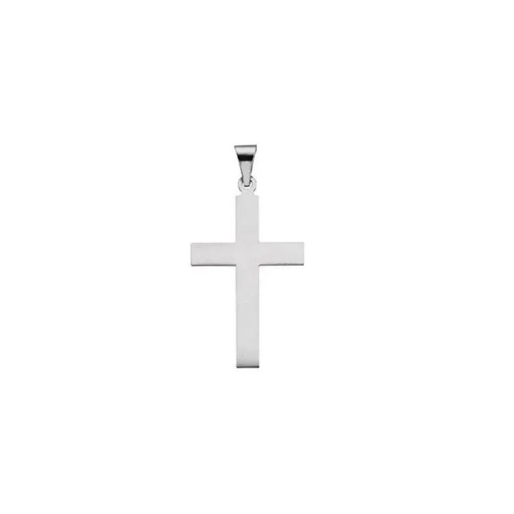 14K White 28 x 18 mm Cross Pendant