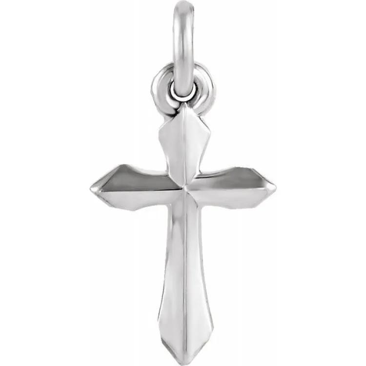 14K White 9.5x7 mm Cross Pendant