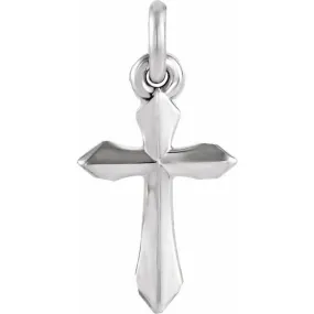 14K White 9.5x7 mm Cross Pendant