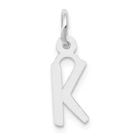 14k White Gold Small Slanted Block Letter K Initial Pendant