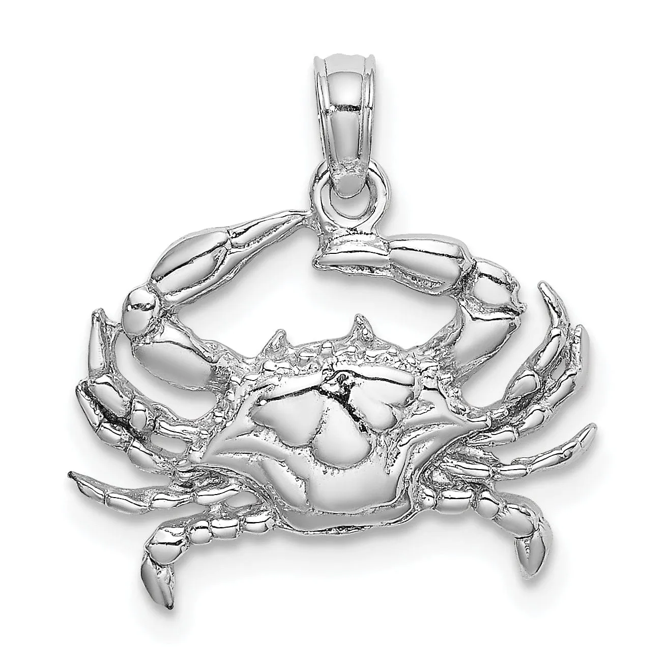 14k White Gold Solid Polished Finish Blue Claw Crab Charm Pendant