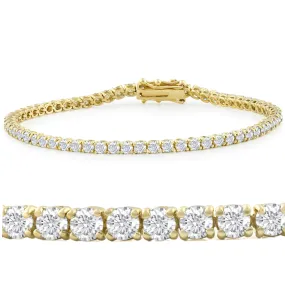 14k White, Rose, or Yellow Gold Round Diamond Tennis Bracelet 5cttw 7" Women's