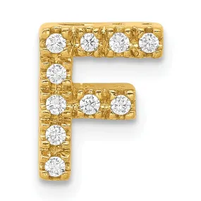 14K Yellow Gold Diamond 0.1-CT Letter F Initial Charm Pendant