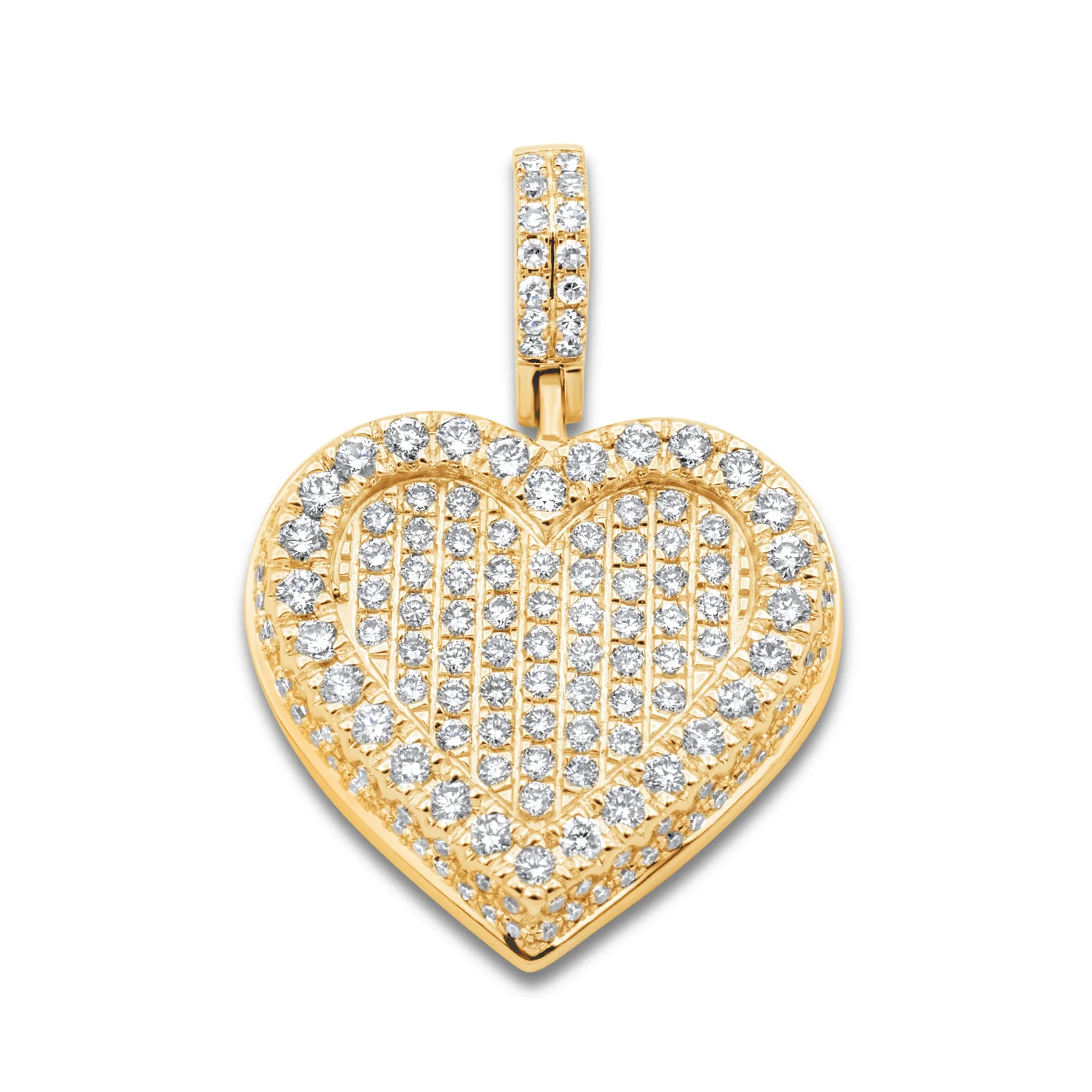 14k Yellow Gold Diamond Cluster Heart Pendant 1.67 ctw