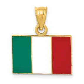 14k Yellow Gold Enameled Italy Flag Pendant