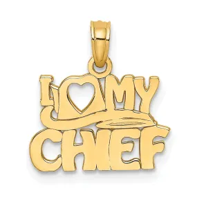 14k Yellow Gold Open Back Polished Finish I LOVE MY CHIEF Charm Pendant