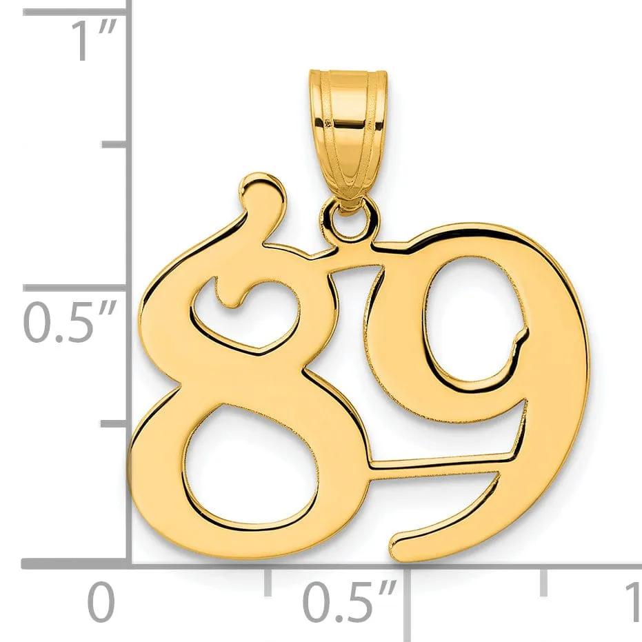 14k Yellow Gold Polished Finish Number 89 Charm Pendant