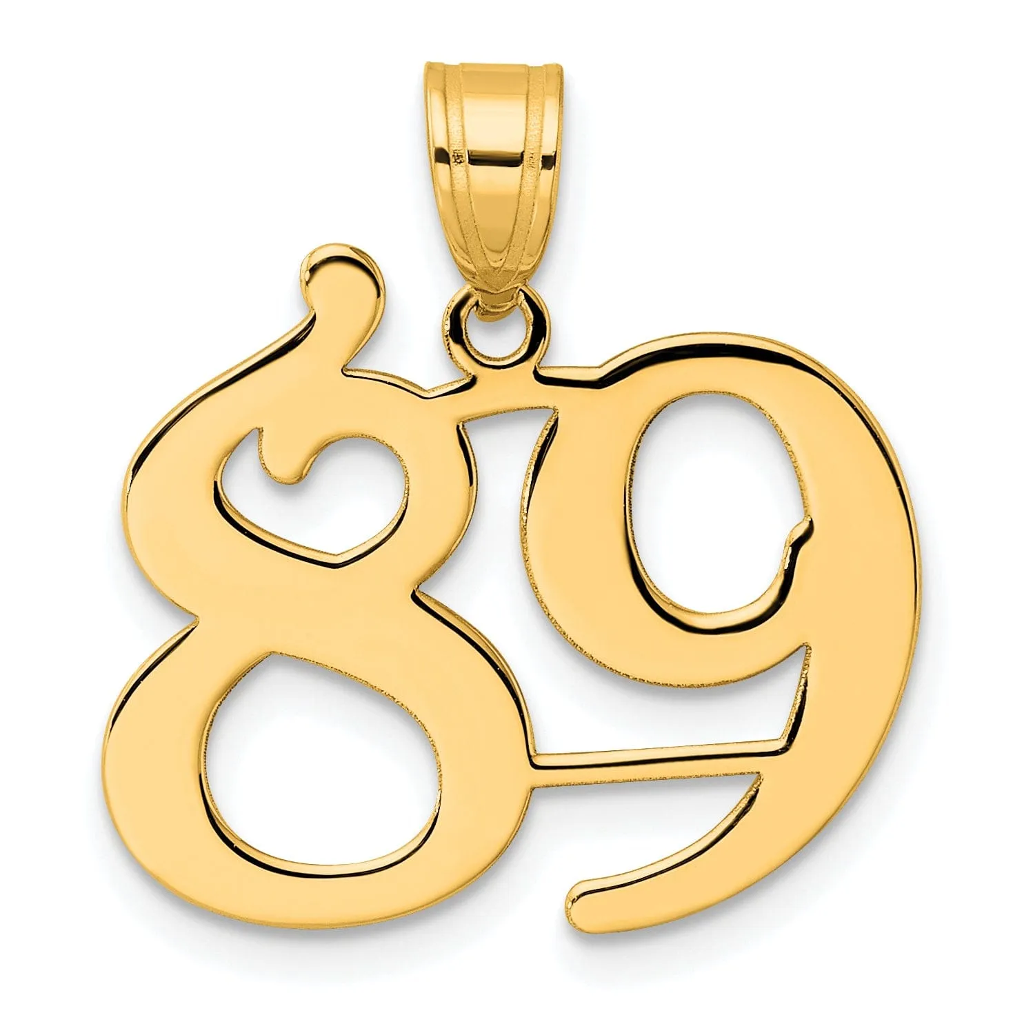 14k Yellow Gold Polished Finish Number 89 Charm Pendant