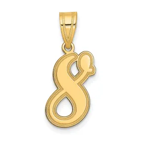 14k Yellow Gold Polished Finish Script Design Number 8 Charm Pendant