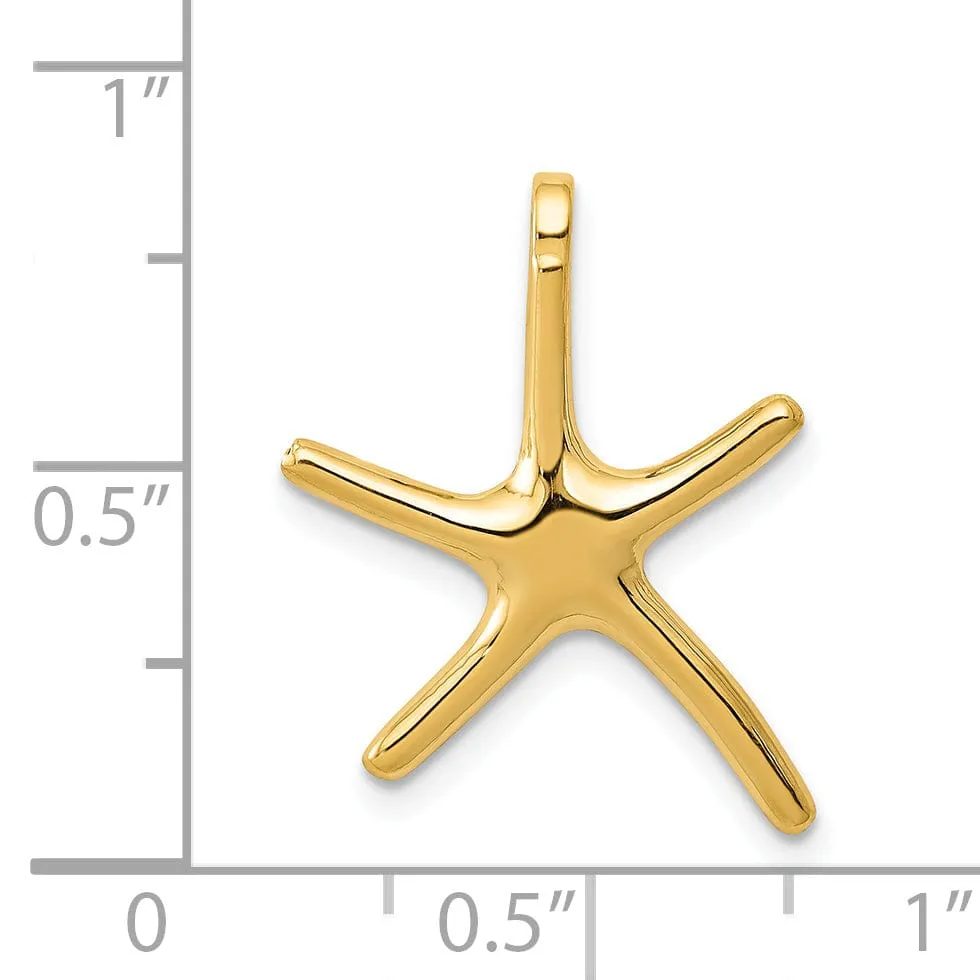 14k Yellow Gold Polished Finish Solid Men's Starfish Chain Slide Pendant Will Not Fit Omega Chains