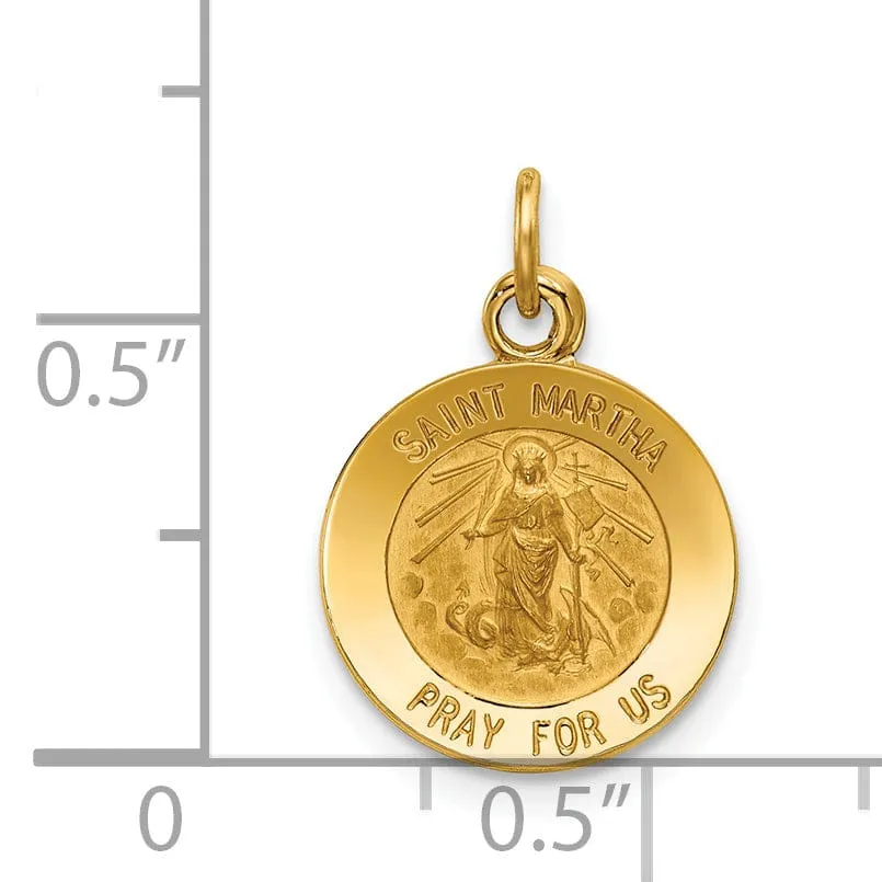 14k Yellow Gold Saint Martha Medal Pendant