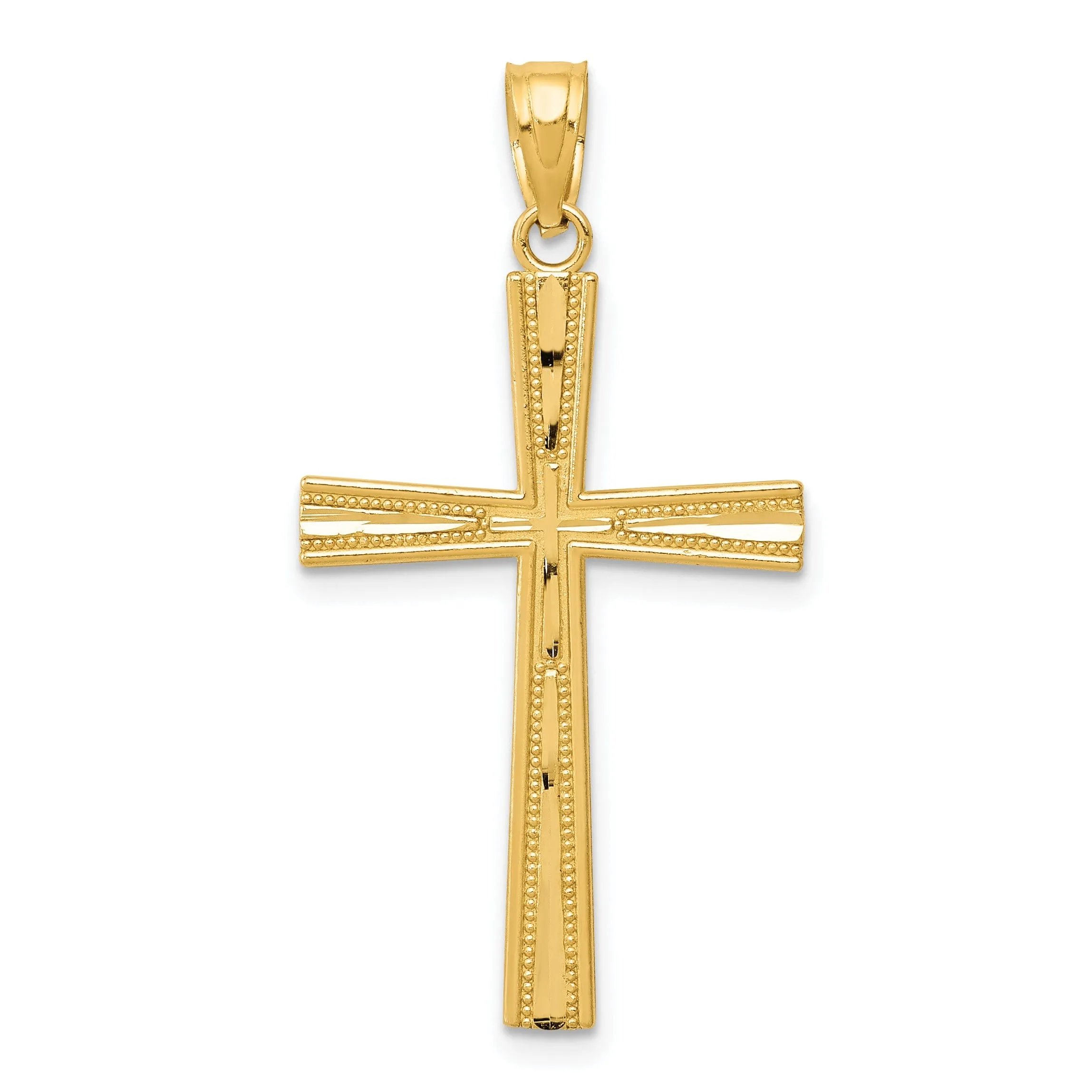 14k Yellow Gold Solid Reversible Cross Pendant