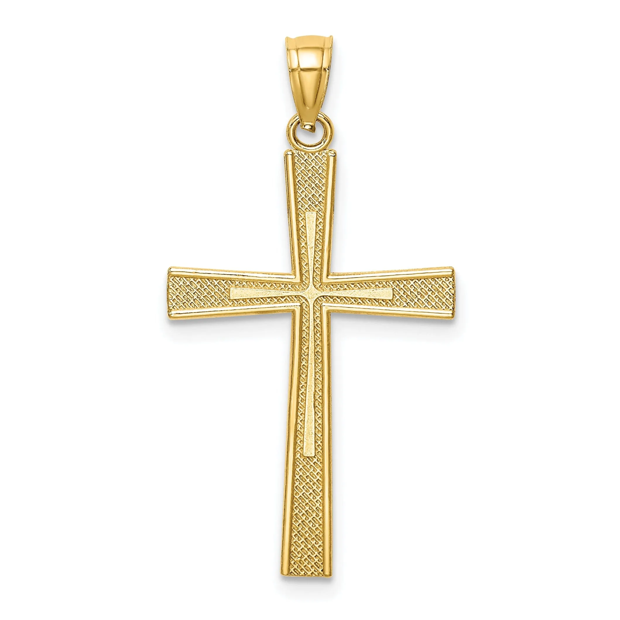 14k Yellow Gold Solid Reversible Cross Pendant