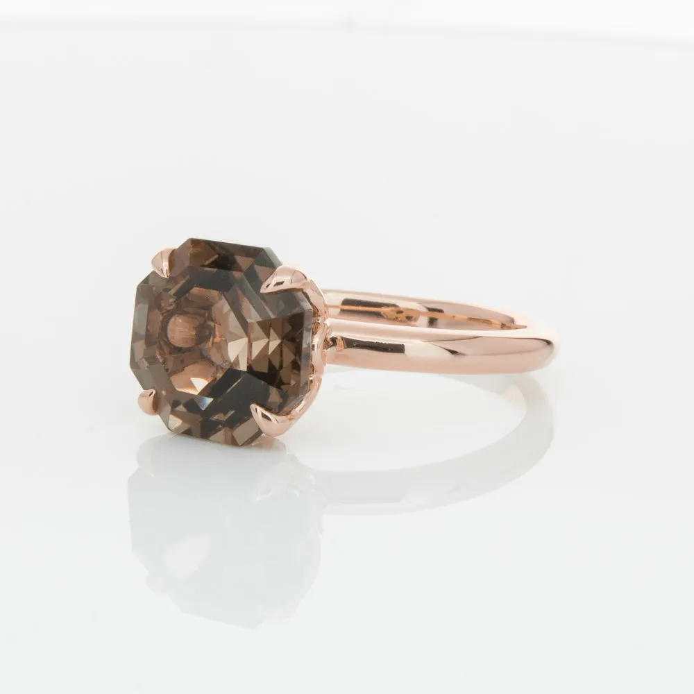 18ct Rose Gold Smoky Quartz Octavia Ring