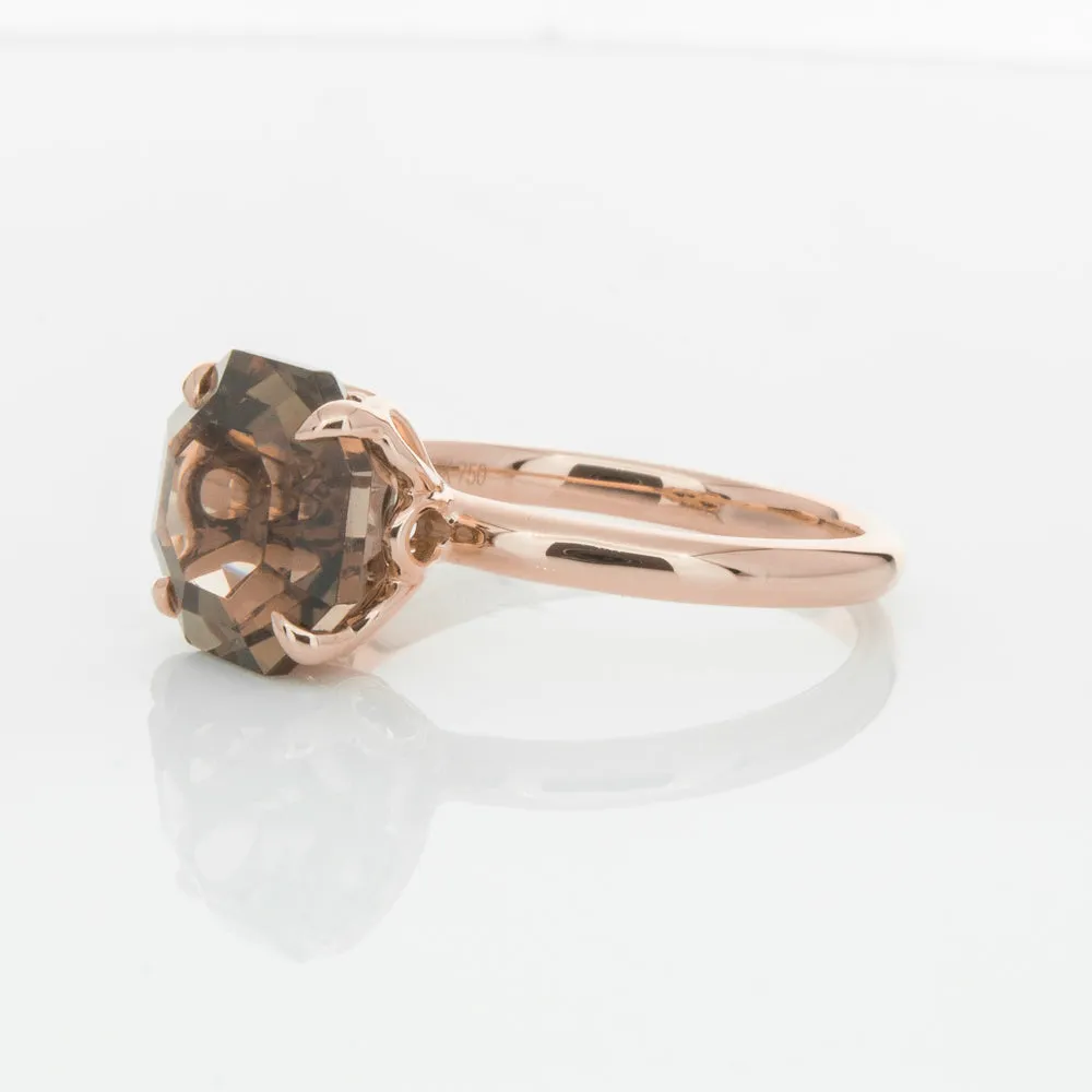 18ct Rose Gold Smoky Quartz Octavia Ring