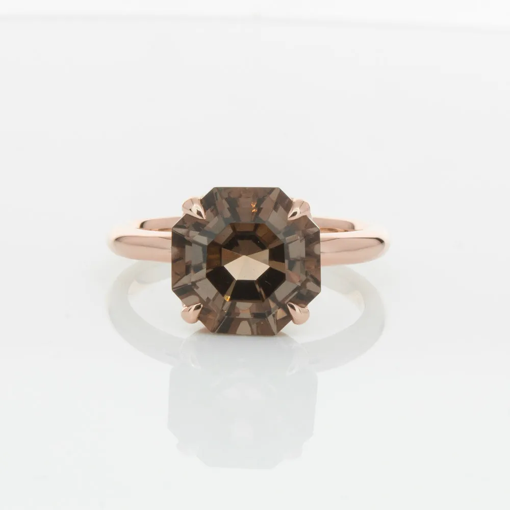 18ct Rose Gold Smoky Quartz Octavia Ring