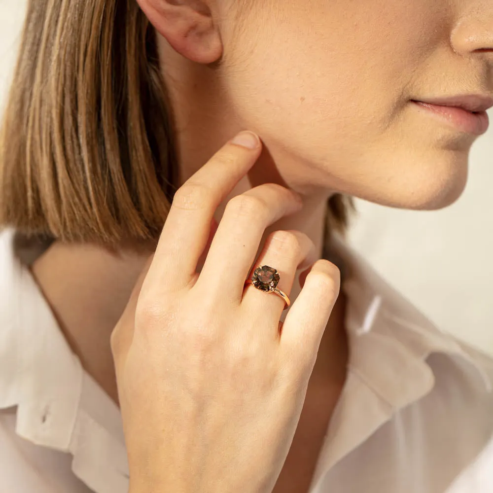 18ct Rose Gold Smoky Quartz Octavia Ring