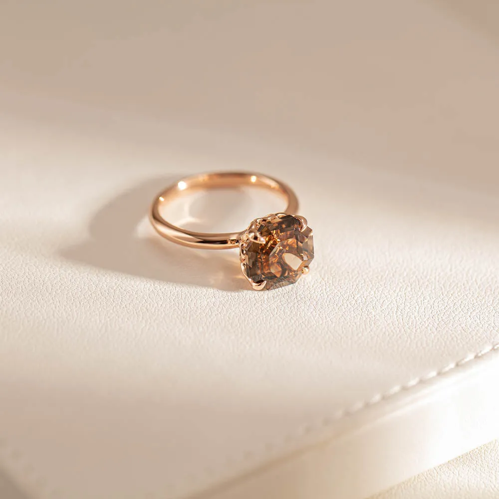 18ct Rose Gold Smoky Quartz Octavia Ring