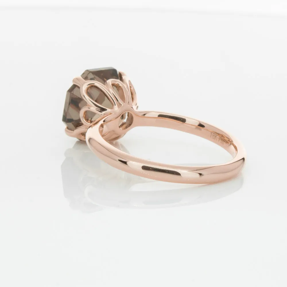 18ct Rose Gold Smoky Quartz Octavia Ring