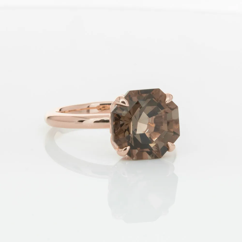 18ct Rose Gold Smoky Quartz Octavia Ring