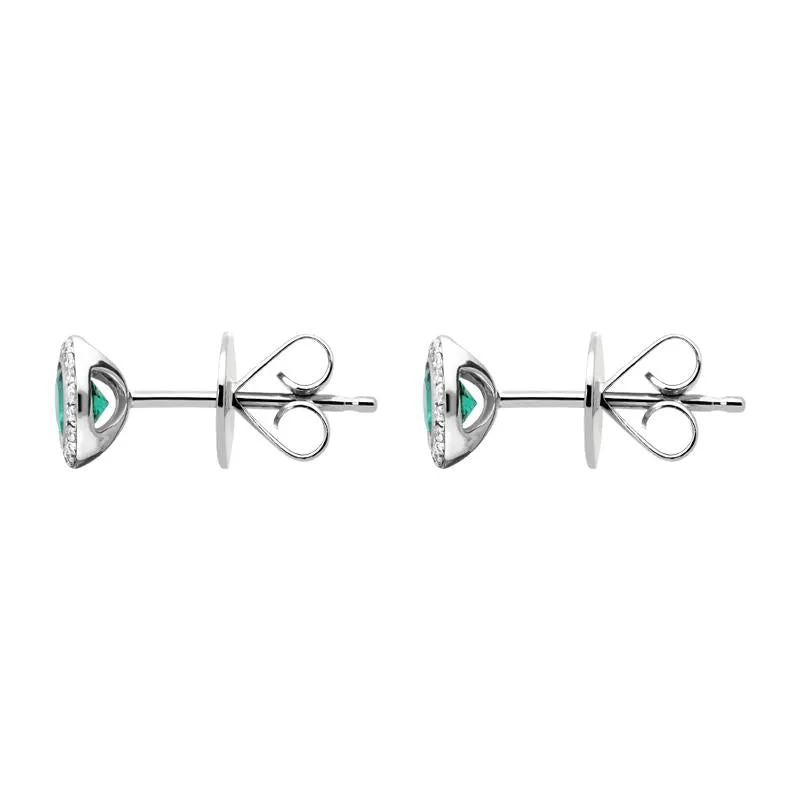 18ct White Gold 0.38ct Emerald Diamond Round Stud Earrings