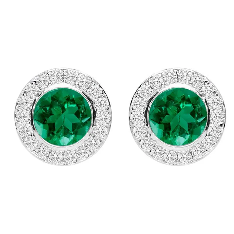 18ct White Gold 0.38ct Emerald Diamond Round Stud Earrings