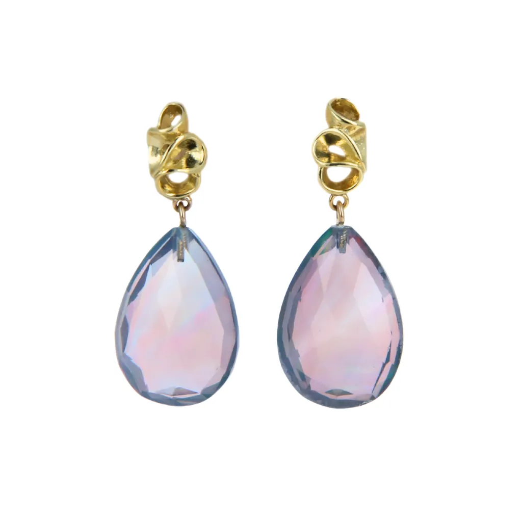 18k Gold and Opal Drop Earrings